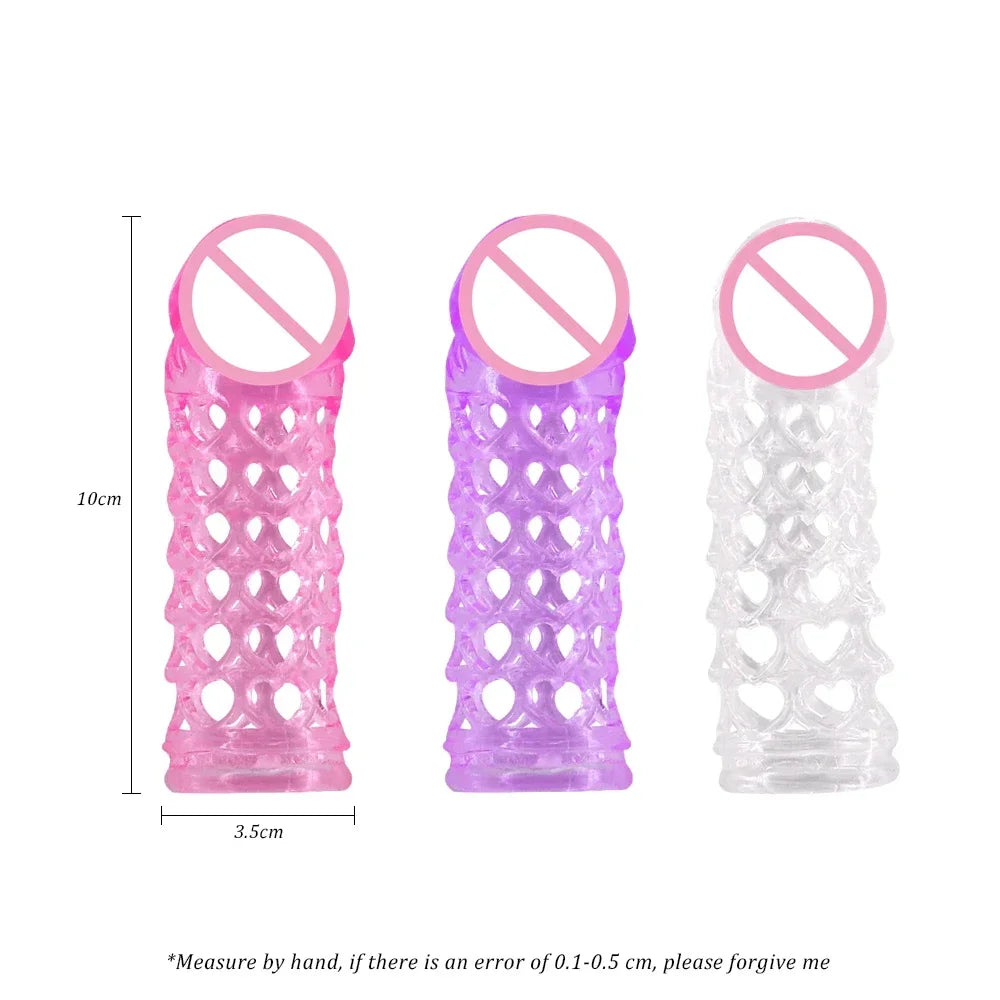 Silicone Crystal Delay Ejaculation Penis Sleeve Vagina Stimulate Extender Enlarger Cock Sleeve Ring Sex Toys For Men