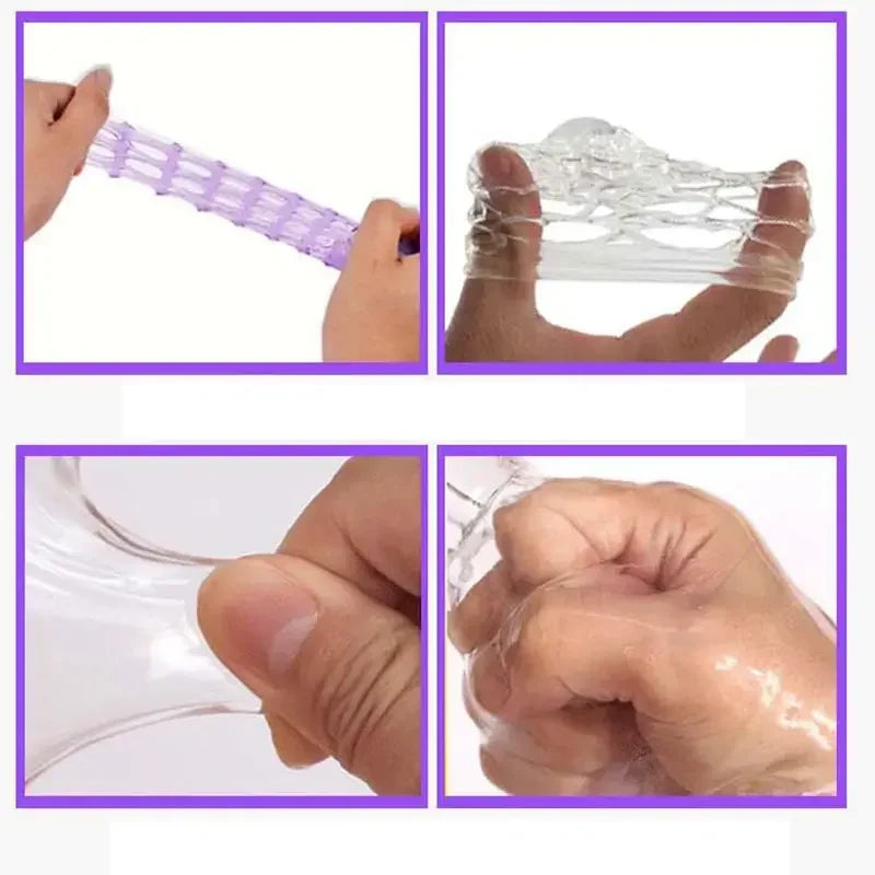 Silicone Crystal Delay Ejaculation Penis Sleeve Vagina Stimulate Extender Enlarger Cock Sleeve Ring Sex Toys For Men