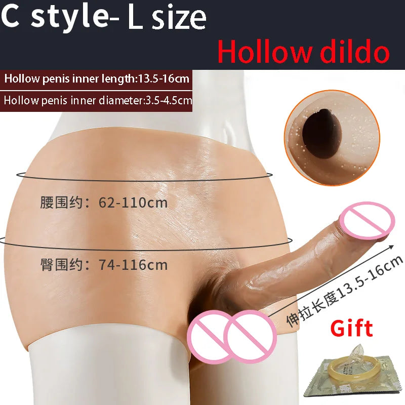 Silicone Dildo Strap on Panties Hollow /Solid Big Dick Realistic Skin Feeling Soft Pants For Penis Sexy Toys for Man Women