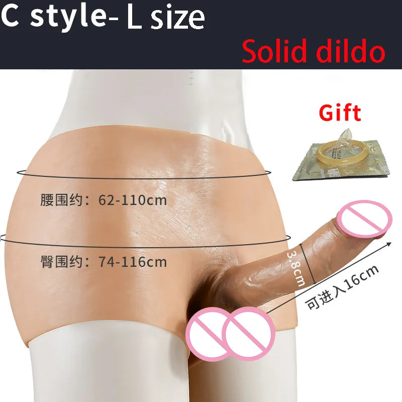 Silicone Dildo Strap on Panties Hollow /Solid Big Dick Realistic Skin Feeling Soft Pants For Penis Sexy Toys for Man Women