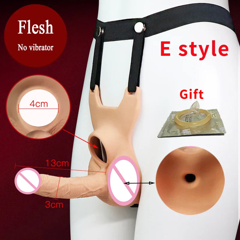 Silicone Dildo Strap on Panties Hollow /Solid Big Dick Realistic Skin Feeling Soft Pants For Penis Sexy Toys for Man Women