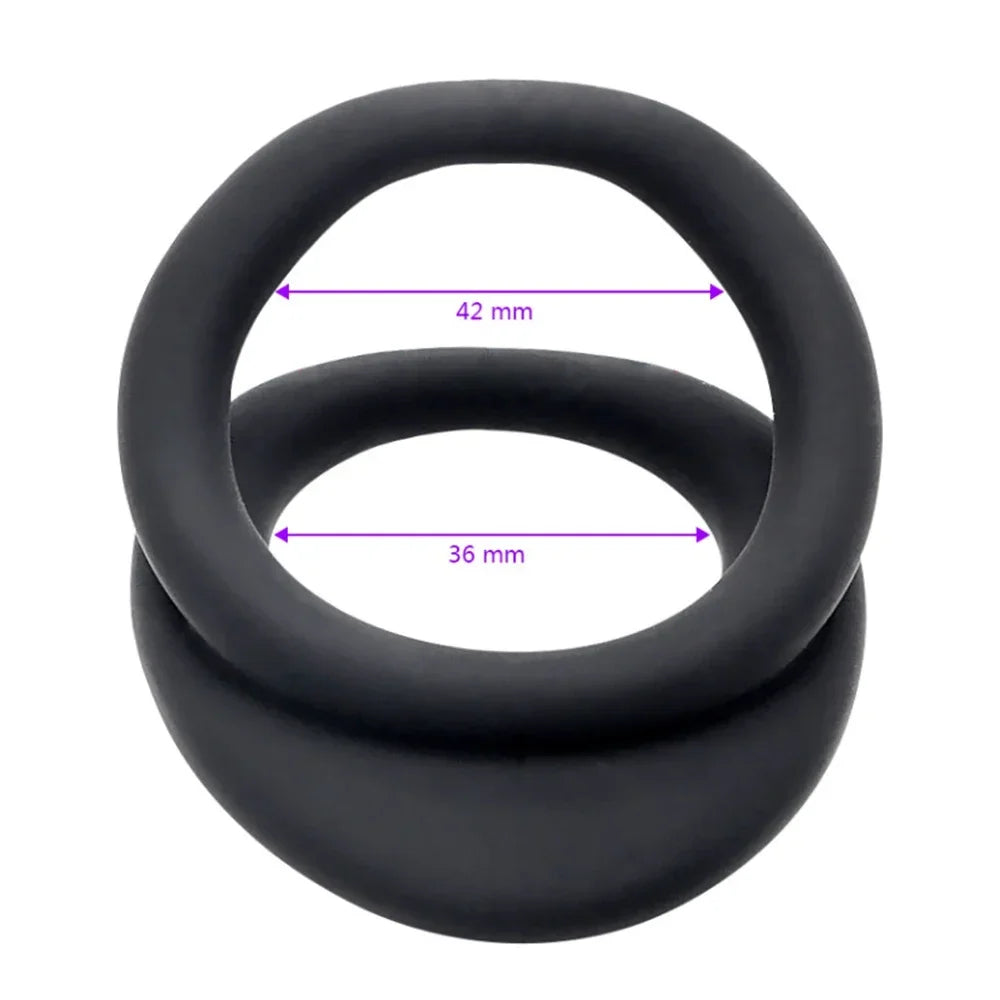 Silicone Dual Penisring,Stretchy Longer Harder Stronger Erection Cockring Erection Enhancing SexToy for Man or Couples Play