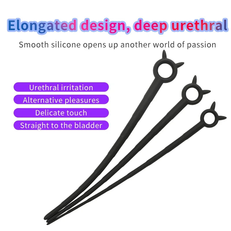 Silicone Horse Eye Stick Penis Plug Urethra Beads Urethral Stimulator Sounding Urethral Masturbation Climax Sex Toys for Men