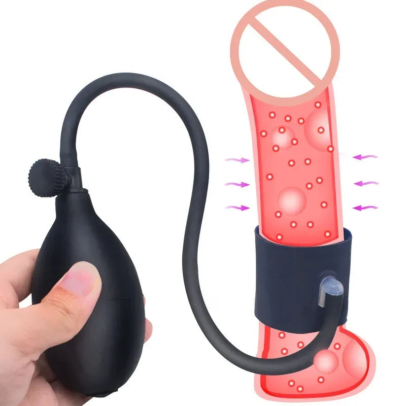 Silicone Inflatable Anal Plug Anal Expander Enlarge Penis Ring G Spot Stimulator Air-filled Pump Lock Penis Exercise Sex Toy Man