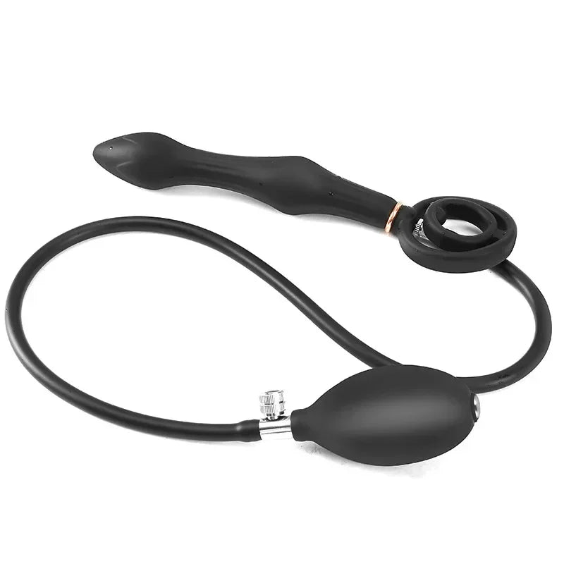 Silicone Inflatable Anal Plug Anal Expander Enlarge Penis Ring G Spot Stimulator Air-filled Pump Lock Penis Exercise Sex Toy Man