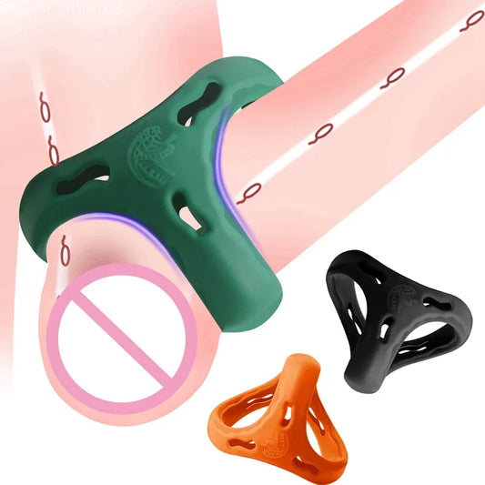 Silicone Lock Penis Ring Reusable Delay Ejaculation Erection Sex Toys for Couple Linen Nozzle Cock Ring for Men Adult Products