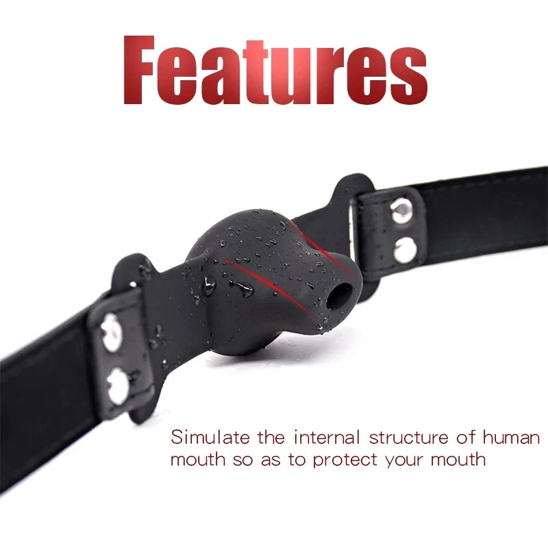 Silicone Mouth Gag Extender Ball Oral Fixation Erotic Toys PU Harness Strap Belt Bdsm Bondage Costume Face Mask Games For Adults