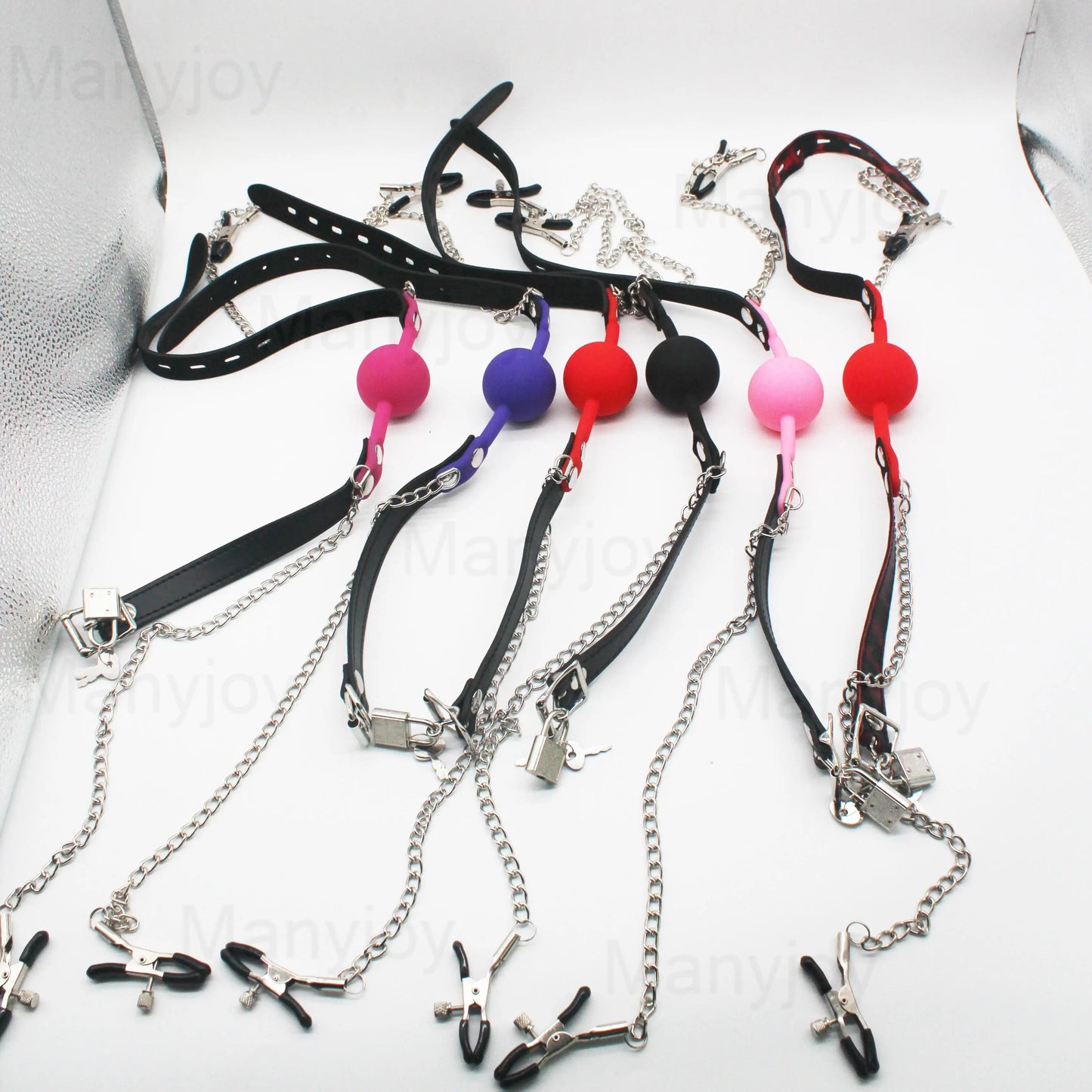 Silicone Open Mouth Gag Ball Metal Chain Nipple Clamps Bdsm Bondage Slave  Erotic Sex Toys for Woman Couples Adult Games