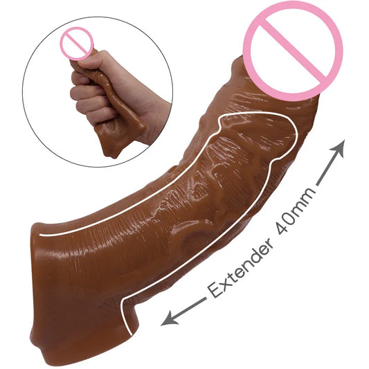 Silicone Penis Condoms For Men Extender Dildo Enhancer Enlargement Condom Male Cock Sex Toys Reusable Penis Sleeve For Male