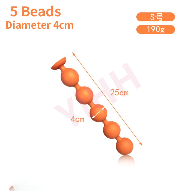 Silicone Pull Bead Anal Plug Dildo Extra-Long Large Size Backyard Pull Bead Anal Masturbator Toys Adult Sex Toy for Men Women