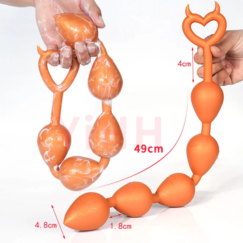 Silicone Pull Bead Anal Plug Dildo Extra-Long Large Size Backyard Pull Bead Anal Masturbator Toys Adult Sex Toy for Men Women