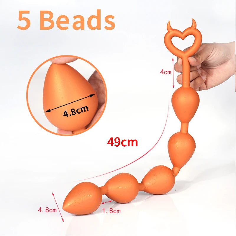 Silicone Pull Bead Anal Plug Dildo Extra-Long Large Size Backyard Pull Bead Anal Masturbator Toys Adult Sex Toy for Men Women