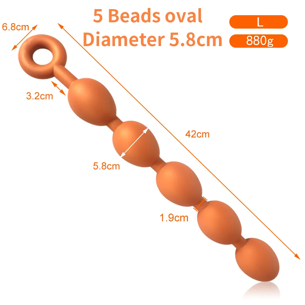 Silicone Pull Bead Anal Plug Dildo Extra-Long Large Size Backyard Pull Bead Anal Masturbator Toys Adult Sex Toy for Men Women