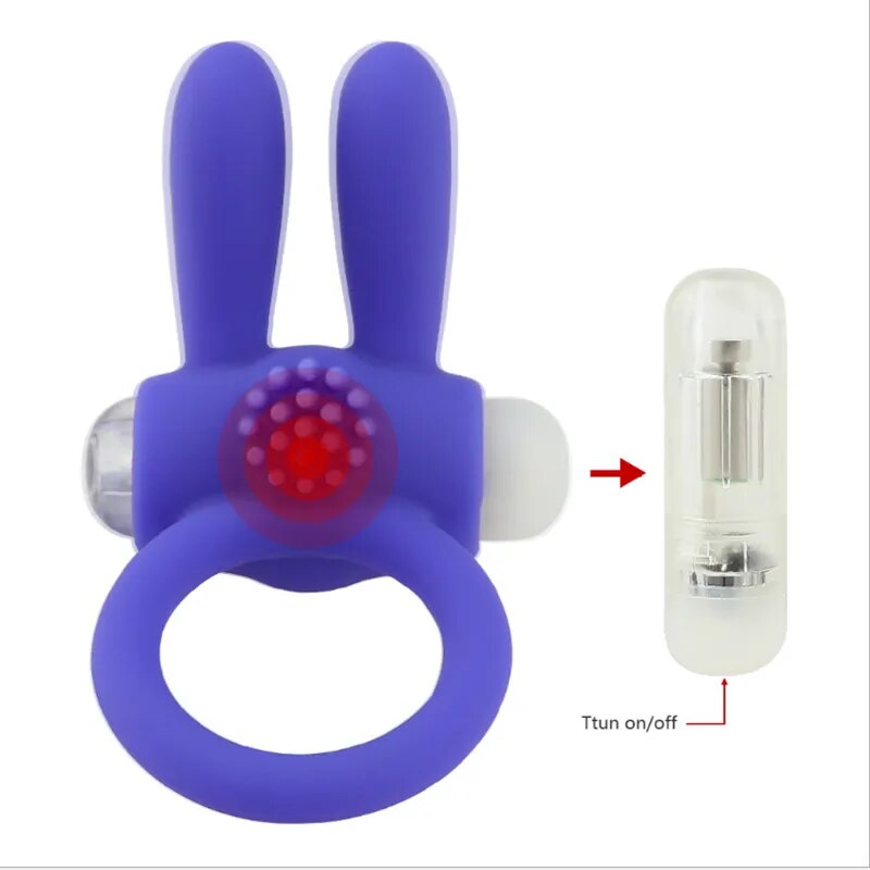 Silicone Rabbit Penis Vibrating Cock Ring Male Time Delay Ejaculation Sex Toys for Men Adult Erotic Products Built-in Battery