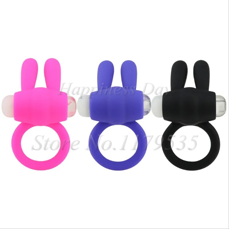 Silicone Rabbit Penis Vibrating Cock Ring Male Time Delay Ejaculation Sex Toys for Men Adult Erotic Products Built-in Battery