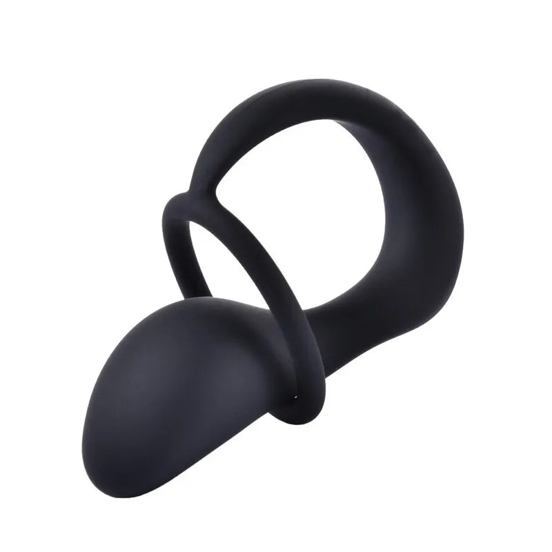 Silicone Single/Double Cock Ring Anal Plug Massager Dildo G-spot Butt Plug Erection Enhancing Cock Ring Anal Toys for Couple