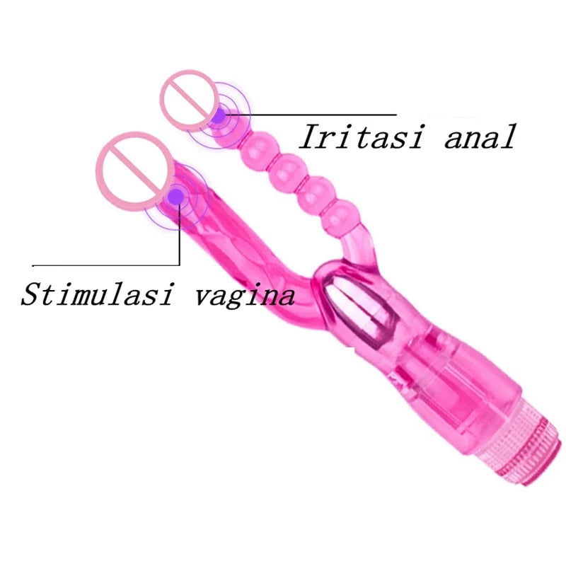 Silicone Soft Double Penetration Vibrator Sex Toys For Women Couples Strapon Dildo Anal Plug G Spot Stimulator Vagina Massage