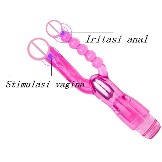 Silicone Soft Double Penetration Vibrator Sex Toys For Women Couples Strapon Dildo Anal Plug G Spot Stimulator Vagina Massage