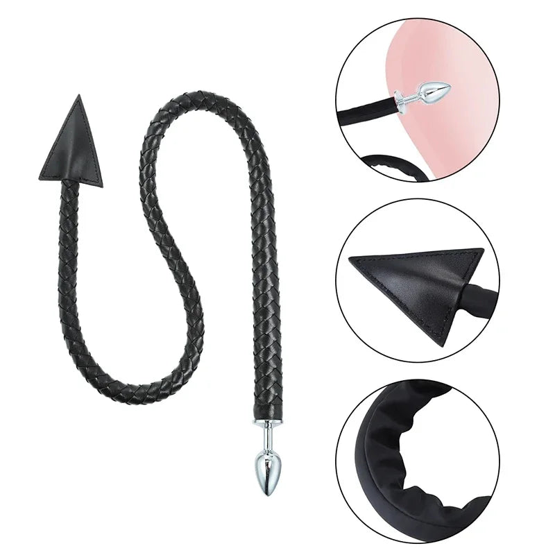 Silicone&Stainless Steel Anal Devil Tail Plug BDSM G-spot Adult Products Slave Cosplay Butt Plug Accessories Sex Toys for Couple