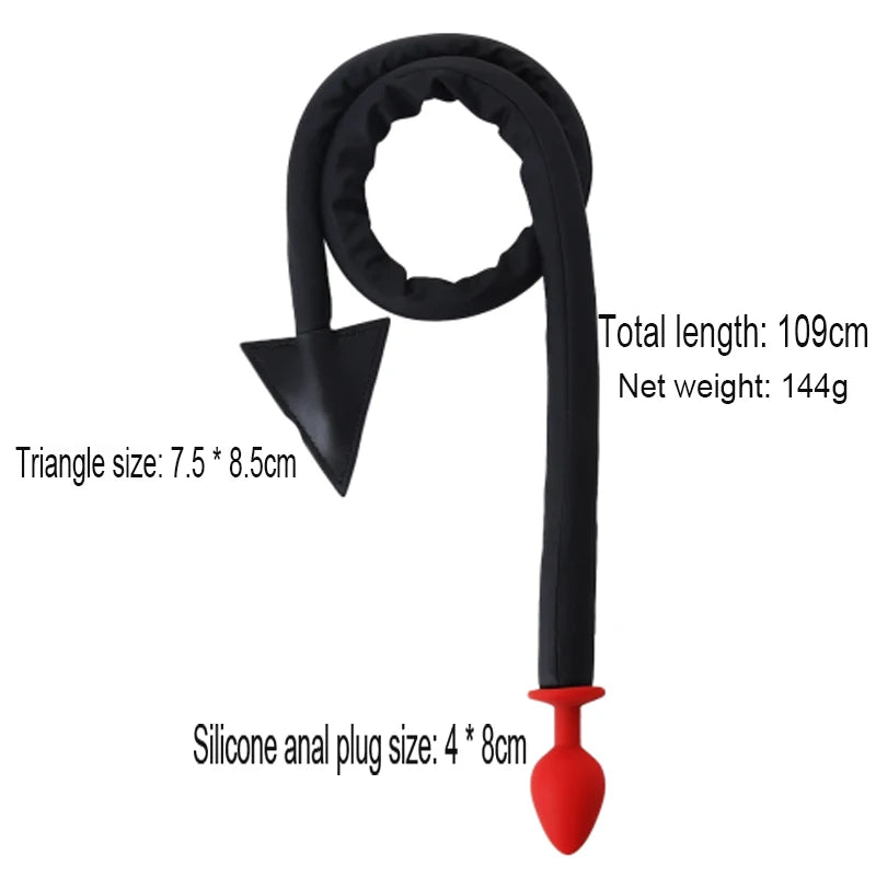 Silicone&Stainless Steel Anal Devil Tail Plug BDSM G-spot Adult Products Slave Cosplay Butt Plug Accessories Sex Toys for Couple