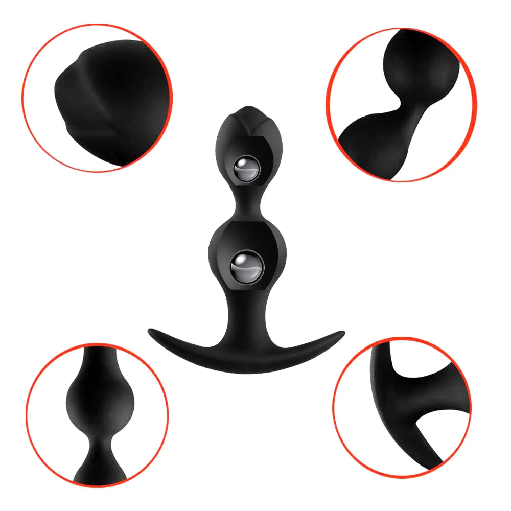 Silicone Vagina Anus Dilator Anal Beads Butt Plug with Metal Ball Adult Products Sex Toys for Men Women Gay Sextoys Anal Plug