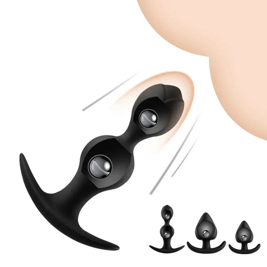 Silicone Vagina Anus Dilator Anal Beads Butt Plug with Metal Ball Adult Products Sex Toys for Men Women Gay Sextoys