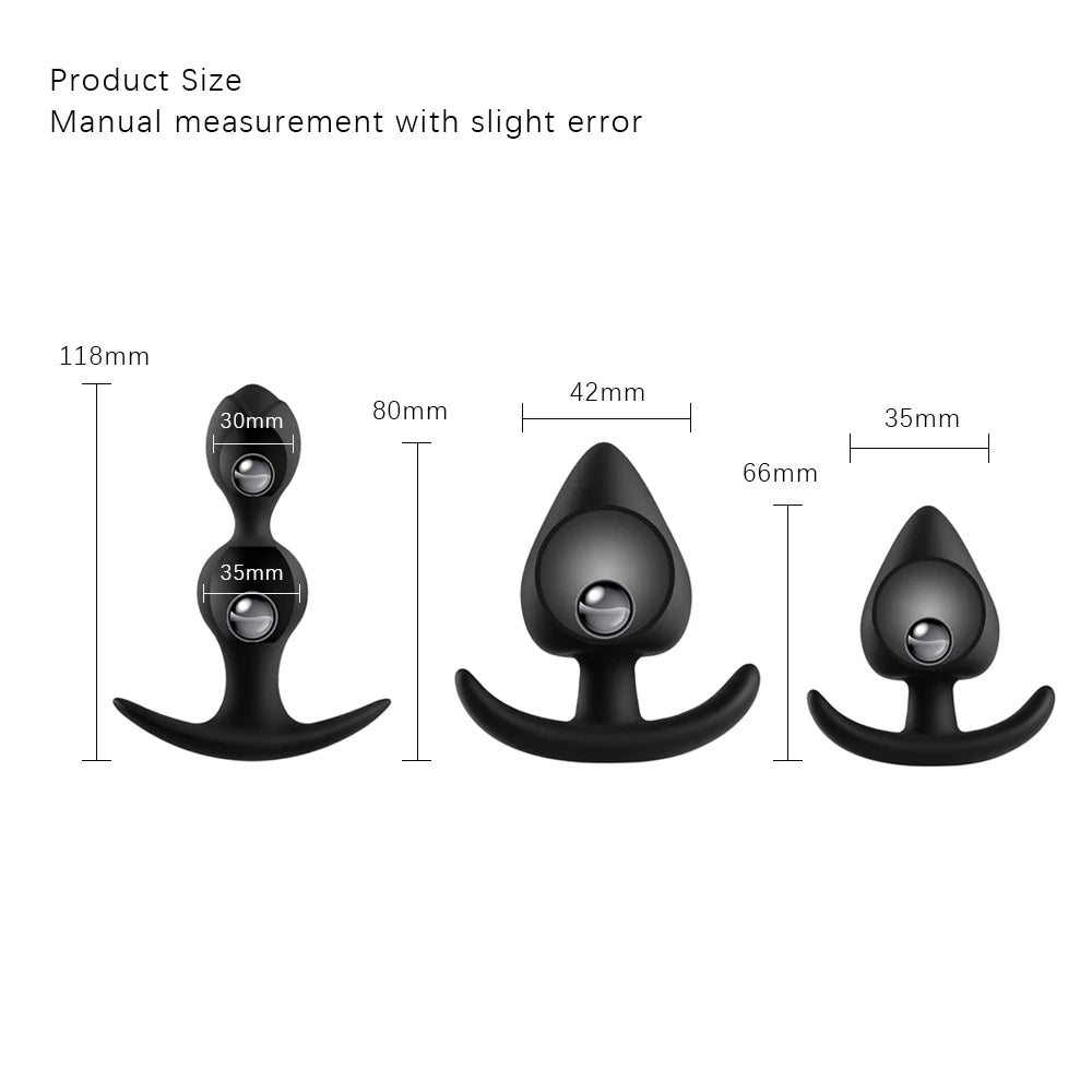 Silicone Vagina Anus Dilator Anal Beads Butt Plug with Metal Ball Adult Products Sex Toys for Men Women Gay Sextoys Anal Plug