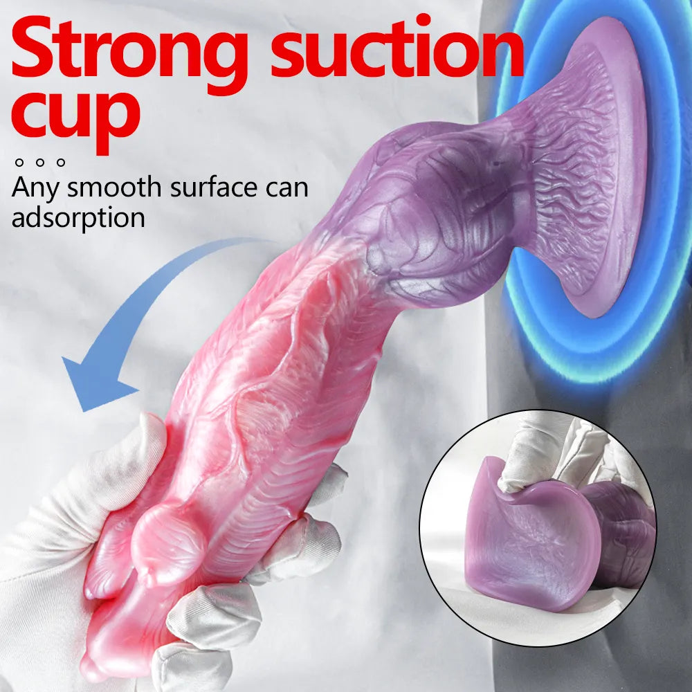 Silicone Wolf Dog Dildos Three-headed Hellhound Penis Dildo with Suction Cup Anal Plug Artificial Dick Adult Sex Toys for Women