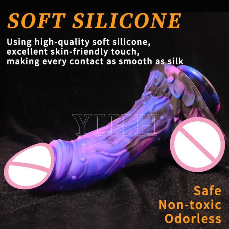 Silicone XXXL dildos for women Big Monster dildo anal toys dreamlike starry blue purple big penis with suction cup sex toys