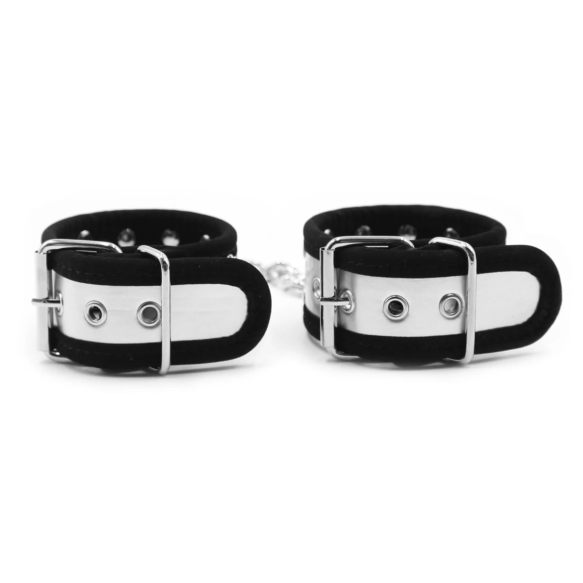 Silver Black Slave Handcuffs Ankle Cuffs Bondage Bdsm Kit PU Leather Wrist Cuffs Restraint Erotic Adult Game Sex Toys for Couple