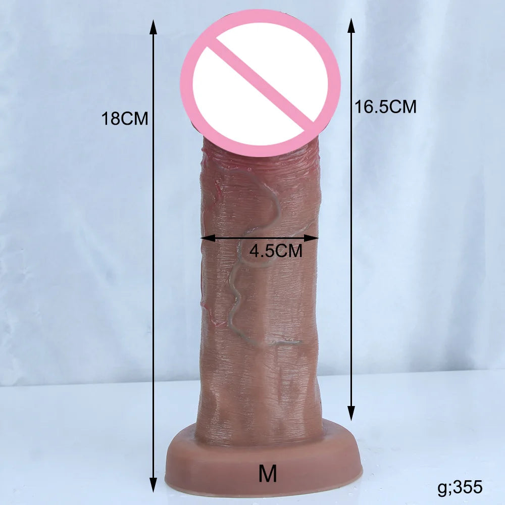 Simulated Silicone Thick Dildos 3 Sizes Suction Cups G-Spot Stimulation Dildo Ass Plug Sex Toys for Women Soft Big Glans Dildo