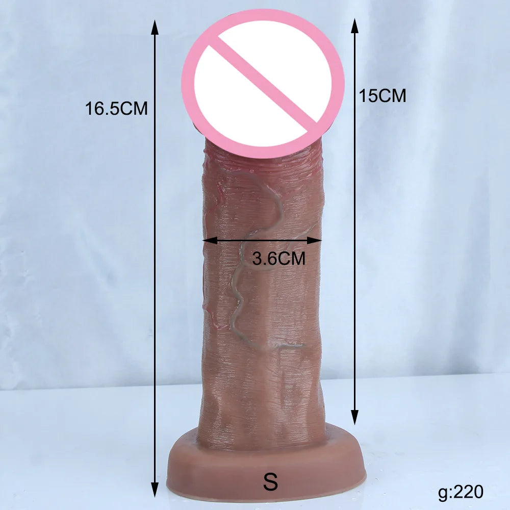 Simulated Silicone Thick Dildos 3 Sizes Suction Cups G-Spot Stimulation Dildo Ass Plug Sex Toys for Women Soft Big Glans Dildo