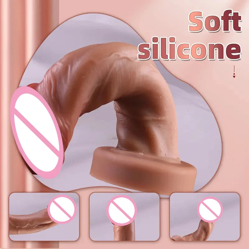 Simulated Silicone Thick Dildos 3 Sizes Suction Cups G-Spot Stimulation Dildo Ass Plug Sex Toys for Women Soft Big Glans Dildo