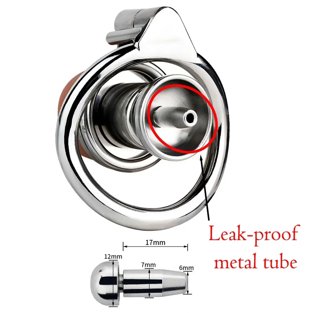 Sissy Flat Chastity Cage With Skin Pussy CBT Game Play Erect Denial Stainless Steel Negative Cock Ring Urethral Sex Tooy for Man