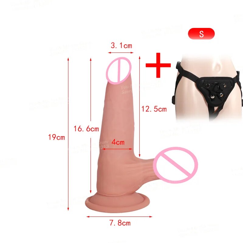 Sliding Foreskin Dildo With Wearable Strap On Penis