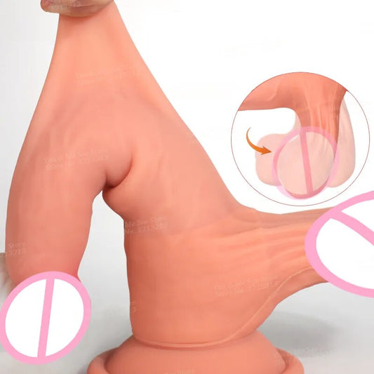 Sliding Foreskin Dildo With Wearable Strap On Penis