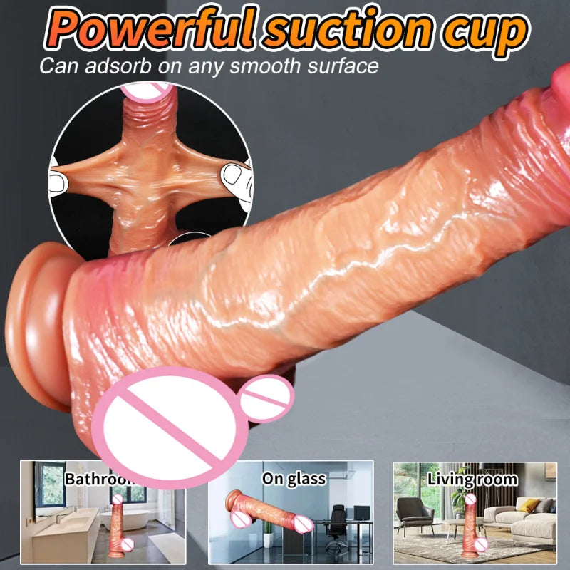 Sliding foreskin penis for women realistic dildo with suction cup female masturbator dual-layer silicone Big Dick adult sex toys