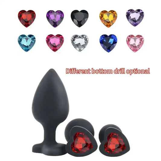 Small 73mm Heart-shaped Black Silicone Anal Plug Adult Toys for Men/Women Anal Trainer for Couples Sex Toys Silicone Butt Plug