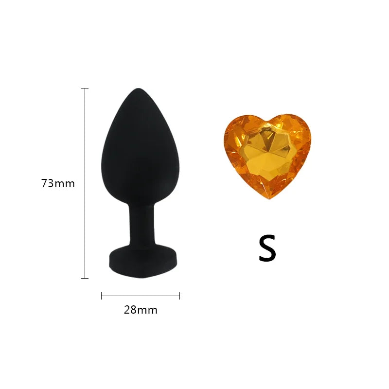 Small 73mm Heart-shaped Black Silicone Anal Plug Adult Toys for Men/Women Anal Trainer for Couples Sex Toys Silicone Butt Plug