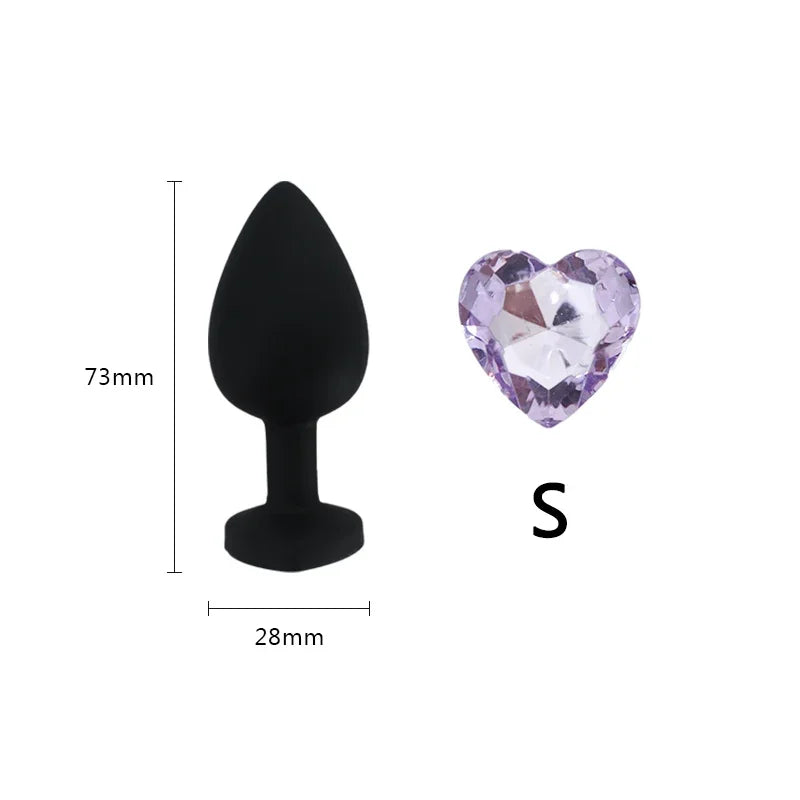 Small 73mm Heart-shaped Black Silicone Anal Plug Adult Toys for Men/Women Anal Trainer for Couples Sex Toys Silicone Butt Plug