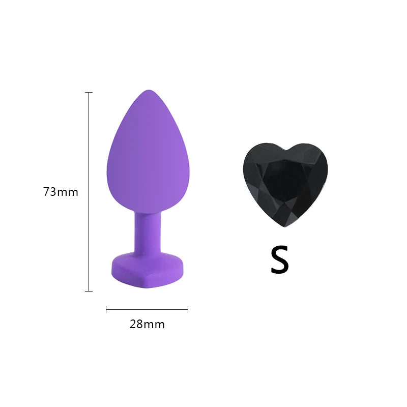 Small 73mm Heart-shaped Black Silicone Anal Plug Adult Toys for Men/Women Anal Trainer for Couples Sex Toys Silicone Butt Plug