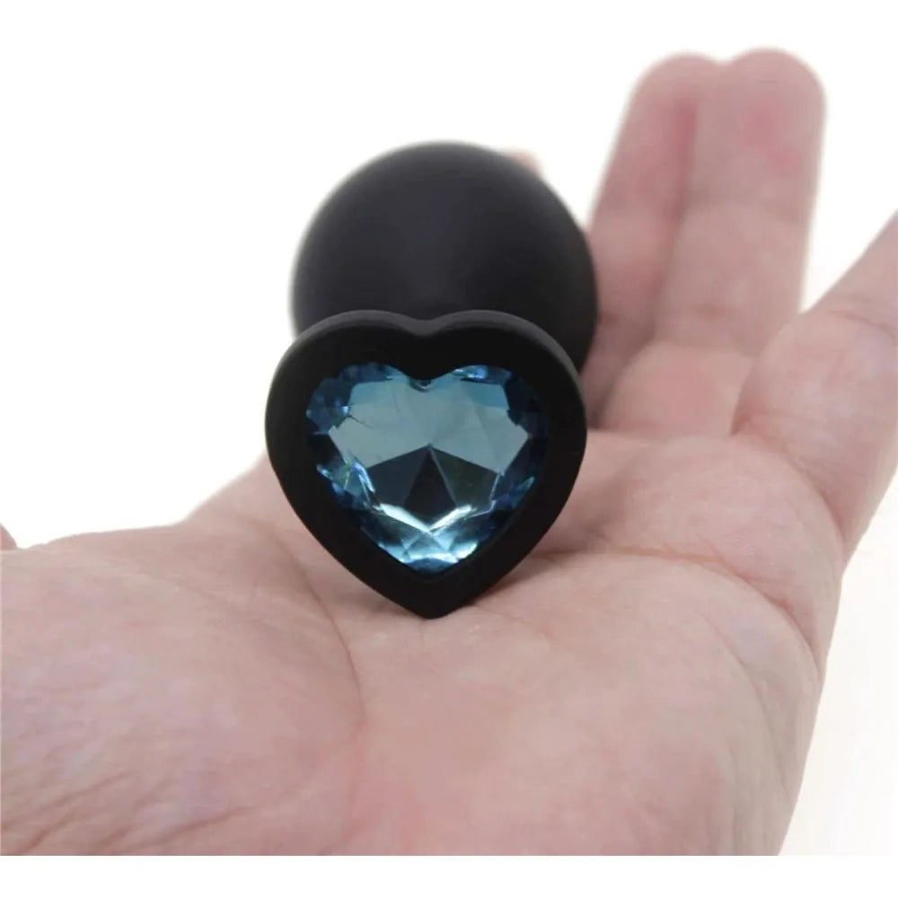 Small 73mm Heart-shaped Black Silicone Anal Plug Adult Toys for Men/Women Anal Trainer for Couples Sex Toys Silicone Butt Plug