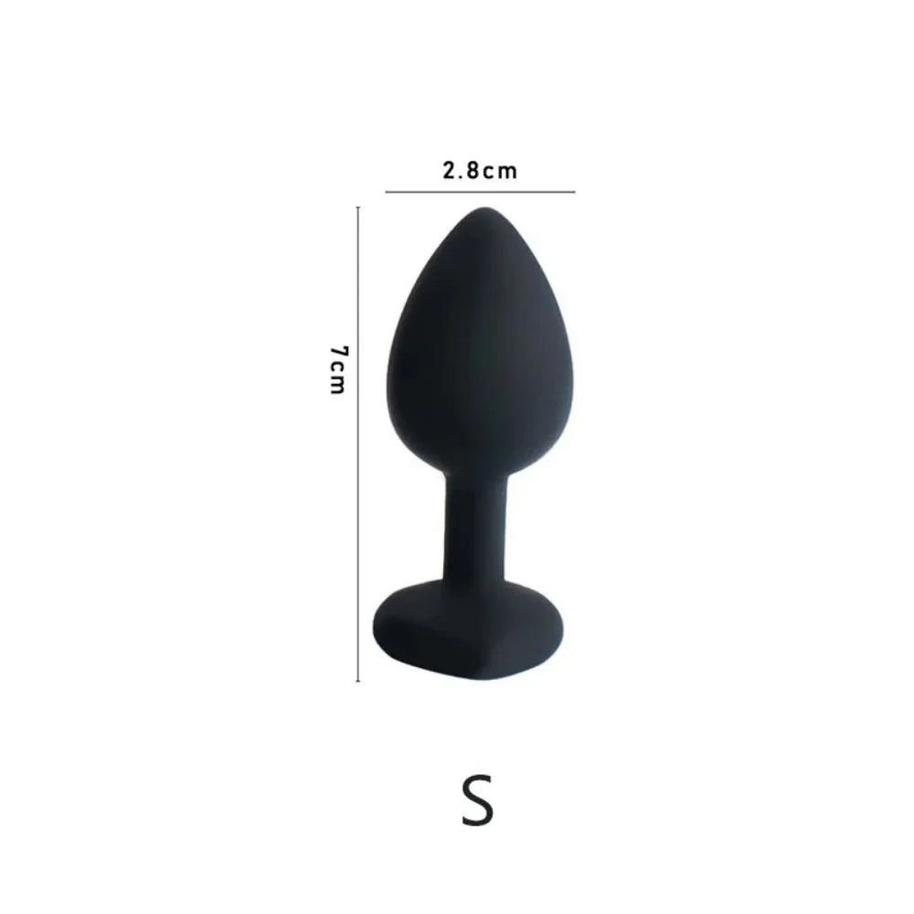 Small 73mm Heart-shaped Black Silicone Anal Plug Adult Toys for Men/Women Anal Trainer for Couples Sex Toys Silicone Butt Plug