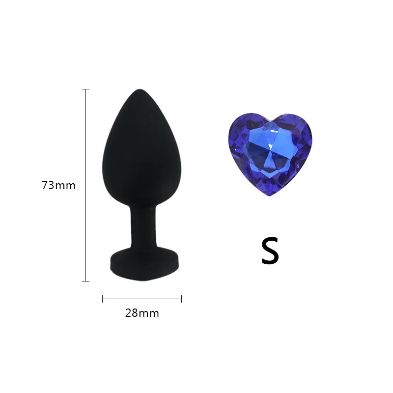 Small 73mm Heart-shaped Black Silicone Anal Plug Adult Toys for Men/Women Anal Trainer for Couples Sex Toys Silicone Butt Plug