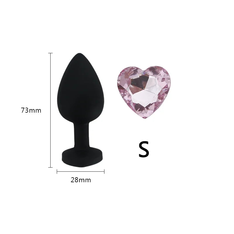 Small 73mm Heart-shaped Black Silicone Anal Plug Adult Toys for Men/Women Anal Trainer for Couples Sex Toys Silicone Butt Plug