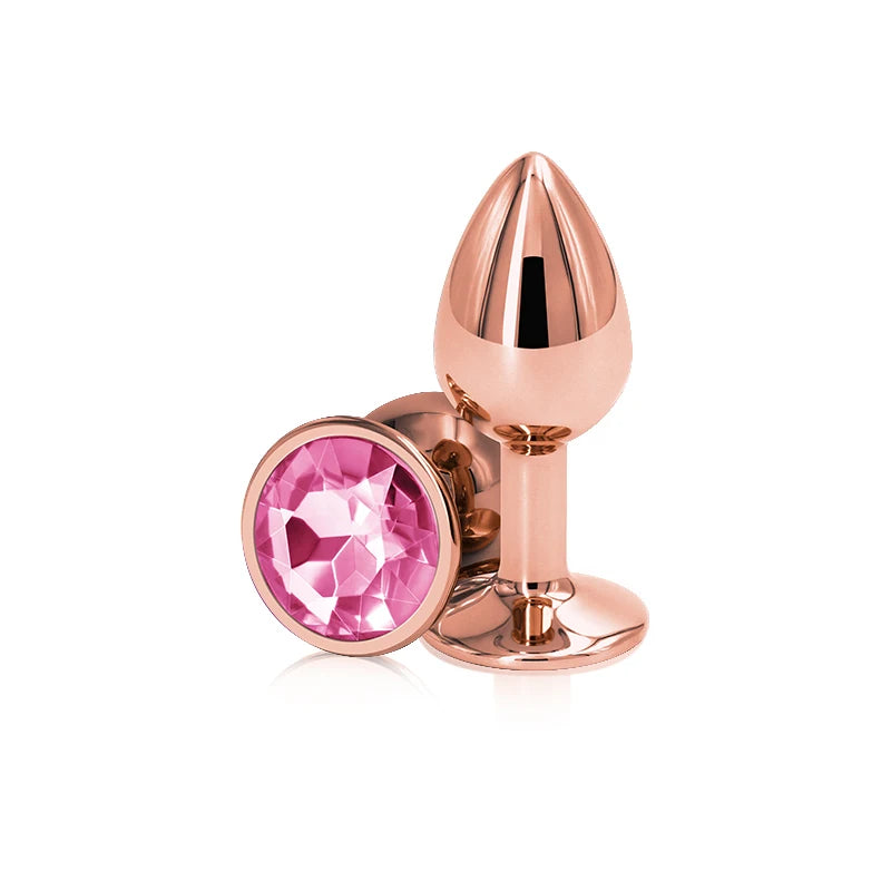 Small Medium Set Crystal Heart Round Shape Rose Gold Rainbow Metal Anal Beads Butt Plug Jewelry Insert Sex Toy For Female Male