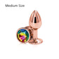 Small Medium Set Crystal Heart Round Shape Rose Gold Rainbow Metal Anal Beads Butt Plug Jewelry Insert Sex Toy For Female Male