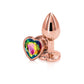 Small Medium Set Crystal Heart Round Shape Rose Gold Rainbow Metal Anal Beads Butt Plug Jewelry Insert Sex Toy For Female Male