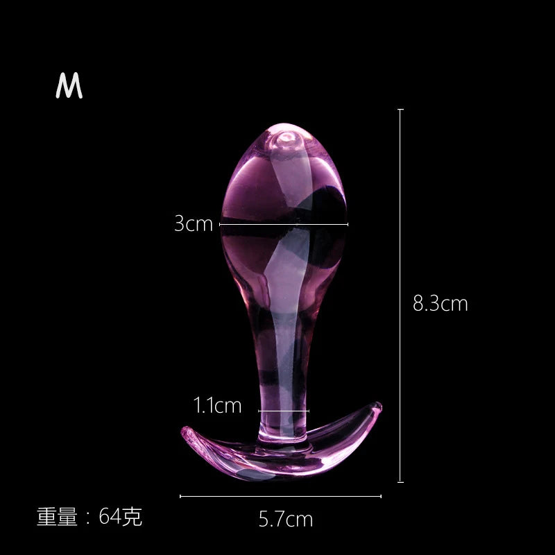 Small Pink Glass Anal Plug Prostate Massage Dilatador Anal Ball Smooth Crystal Glass Butt Plug Anal Sex Toys For Couples