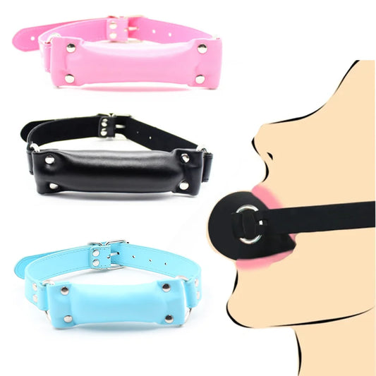 Soft Leather Padded Pillow Mouth Gag Slave Dog Bone Harness Bite Gag Pony Play Sex Toys for Couple Open Mouth Restraints Straps